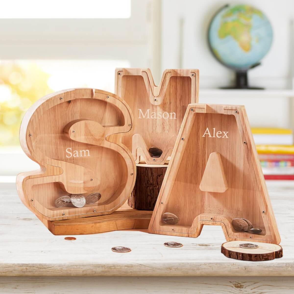 letter piggy banks with name