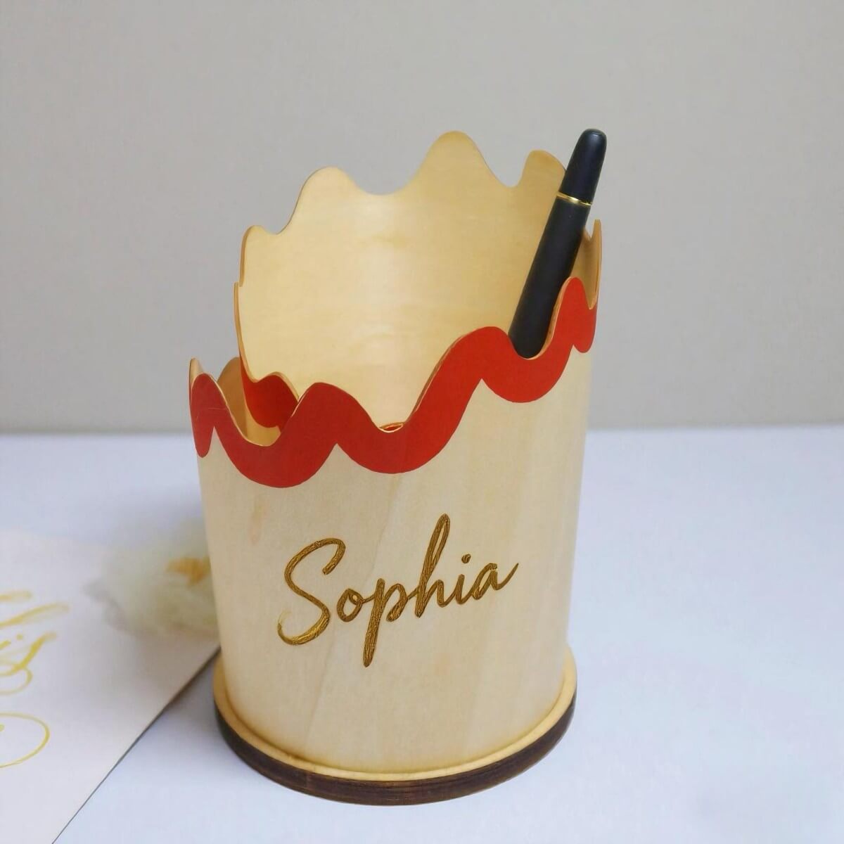 wooden pencil holder for desk